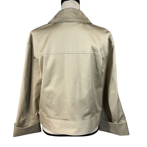 Banana Republic Small Twill Short Utility Jacket Button-Up Lined Long Sleeve Tan - Picture 5 of 11